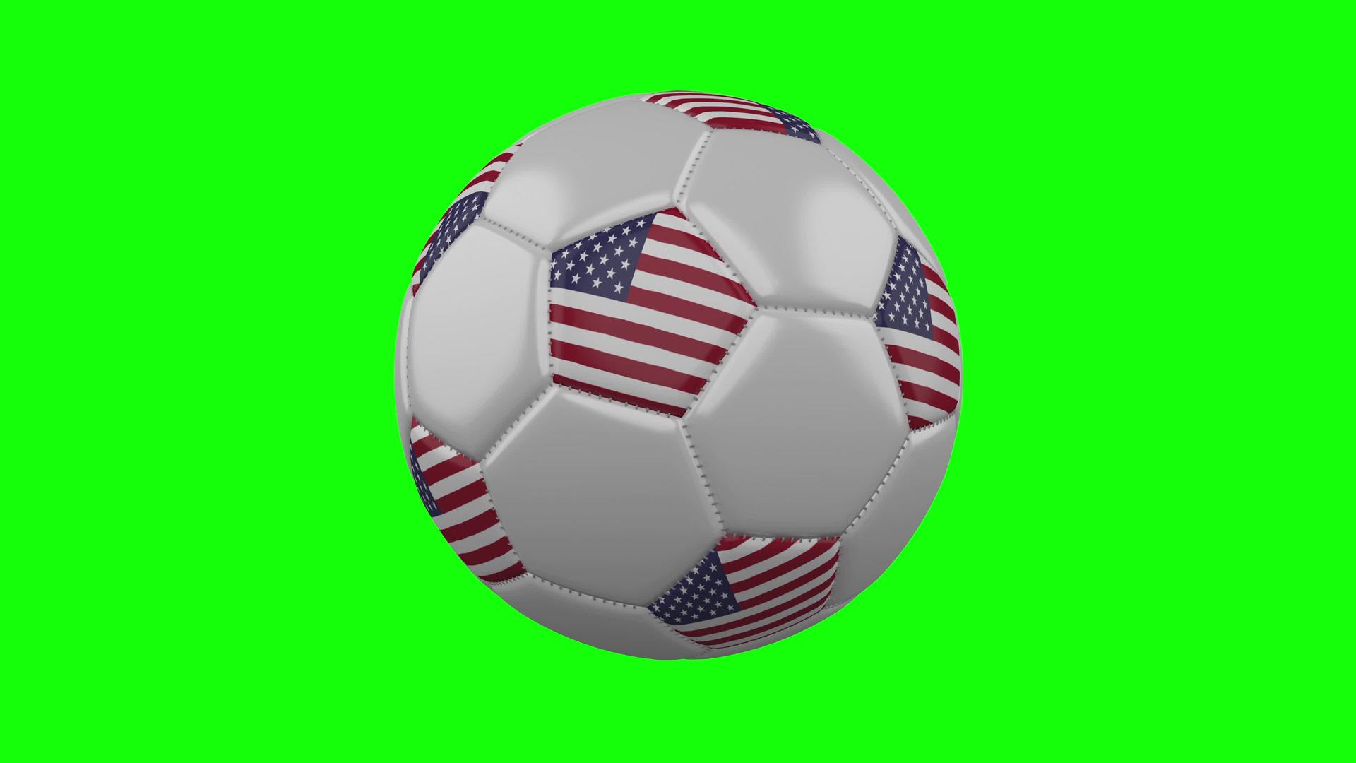 绿色染色体键环usa挂旗的足球足球视频的预览图