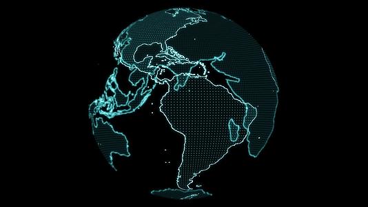 世界数字世界地图和纬度和经纬度激光扫描网格视频的预览图