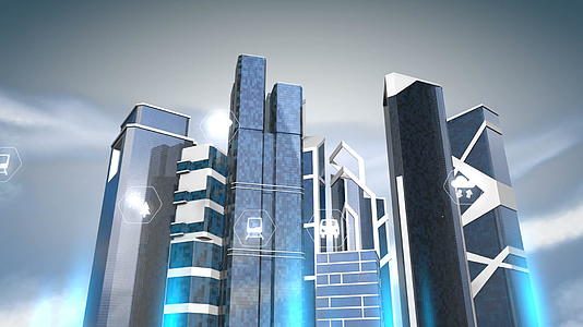 智能城市3d背景动画视频的预览图