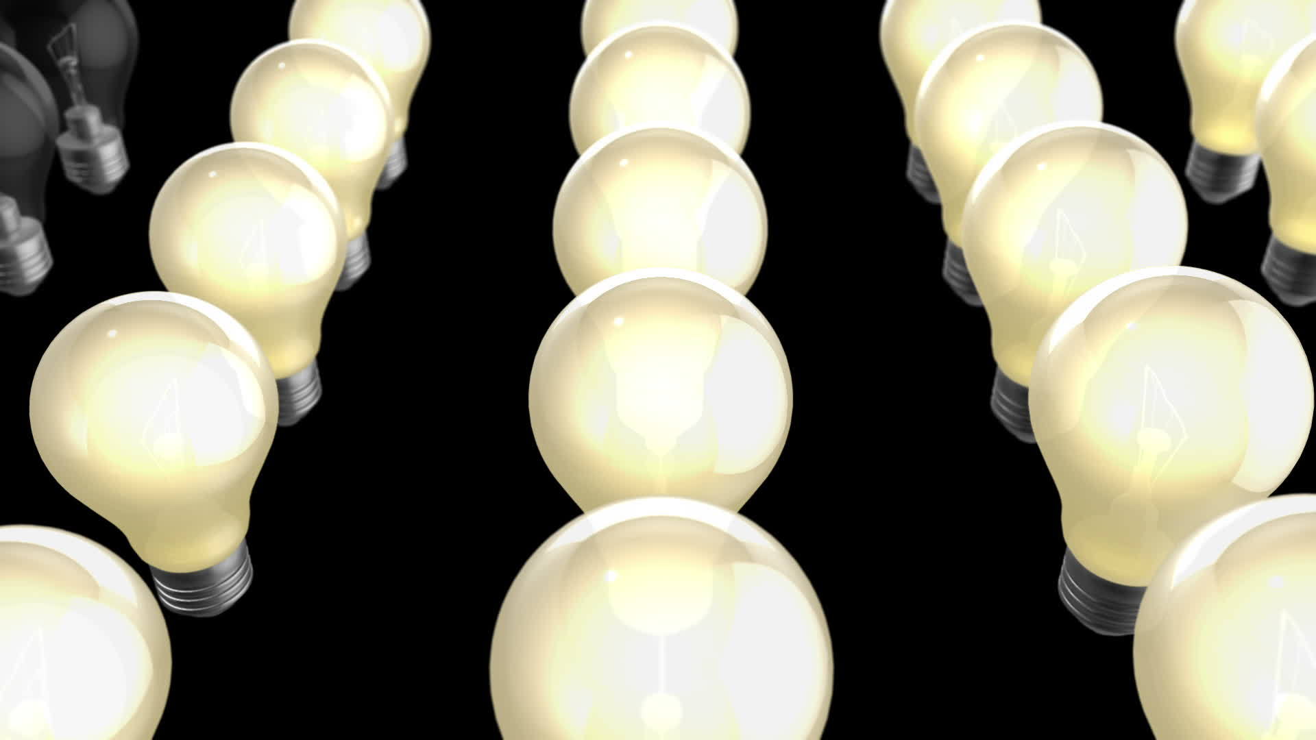灯泡动画照亮了黑色背景视频的预览图