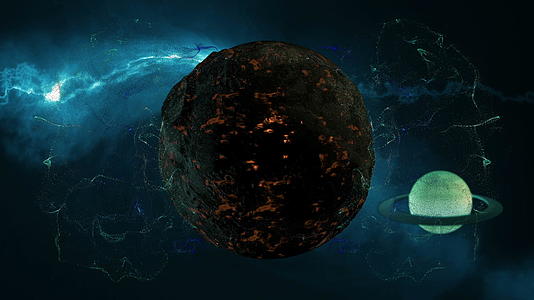 3d模型深空星云和行星视频的预览图