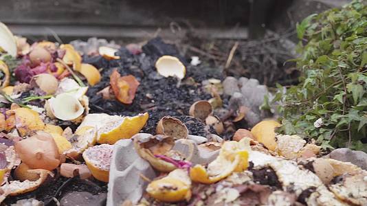 堆肥食品废弃物用于施肥菜园土壤视频的预览图