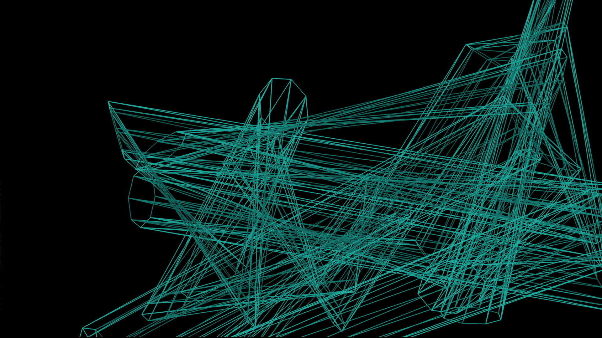 复杂抽象的黑色空间线框形状视频的预览图