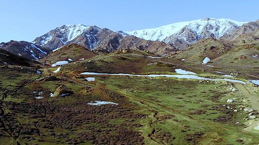 新疆雪山绿地航拍视频的预览图