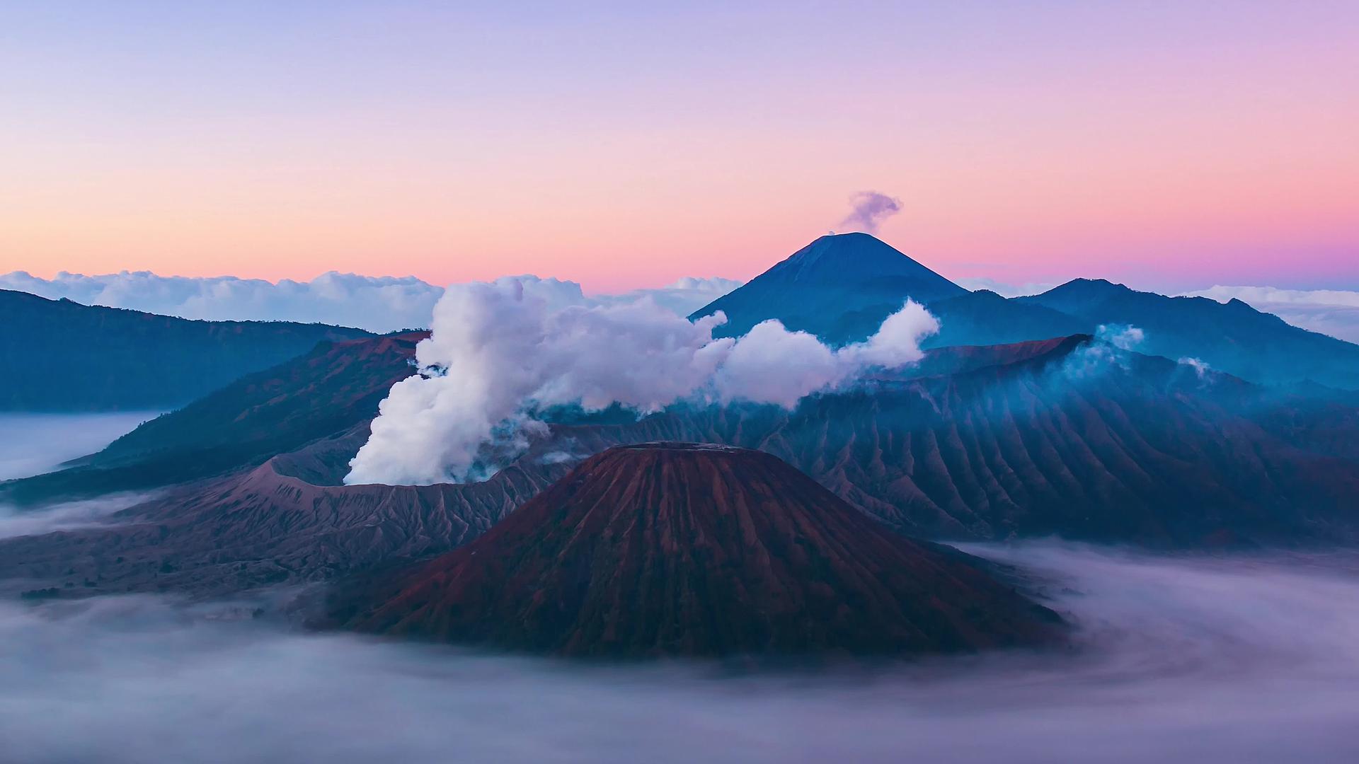 美丽的火山日出时间消失了标志性的自然旅游地点东雅瓦印地点的安全视频的预览图