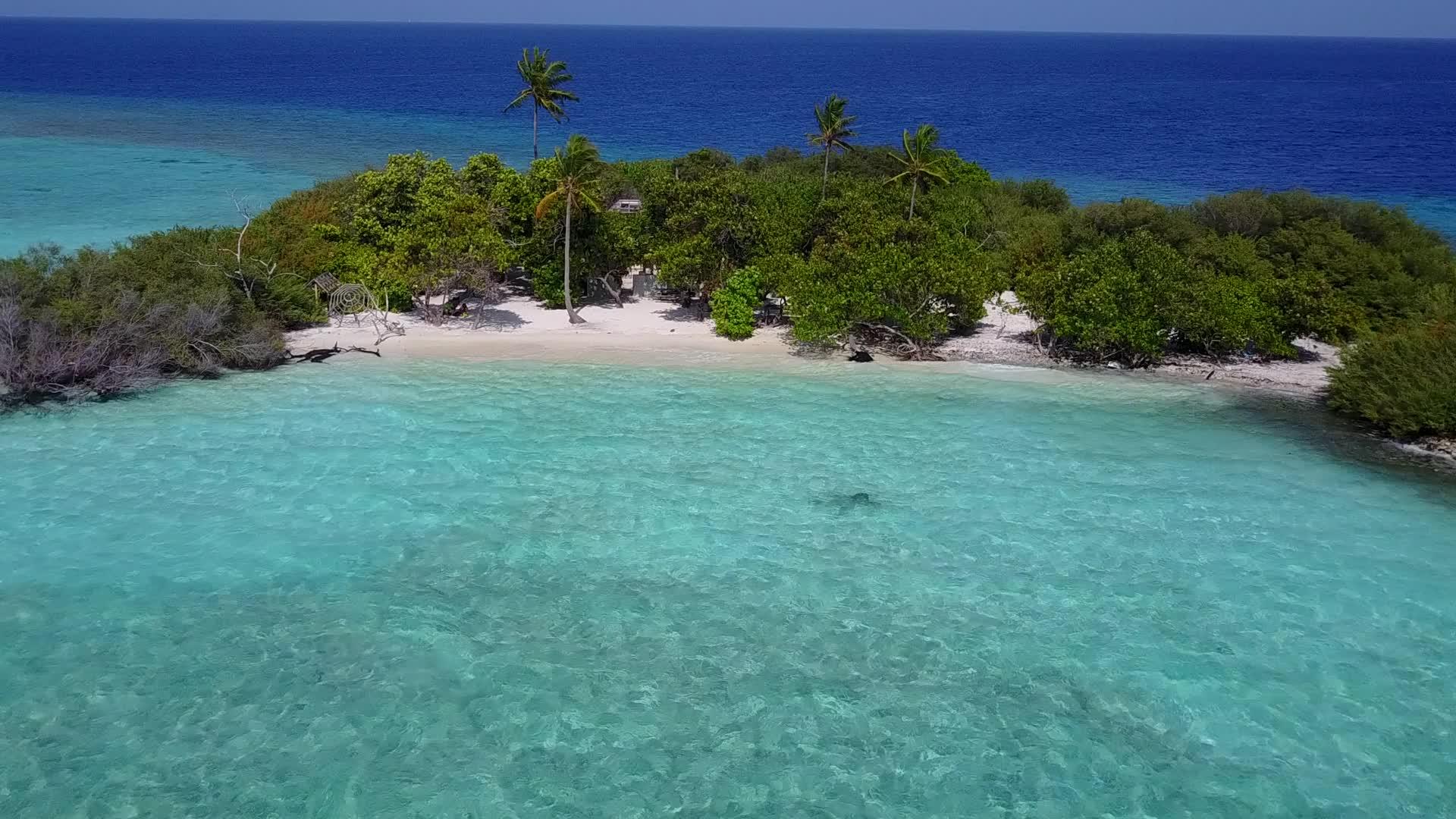 蓝色的海上平静的环礁湖海滩假日空间图案在波浪附近视频的预览图