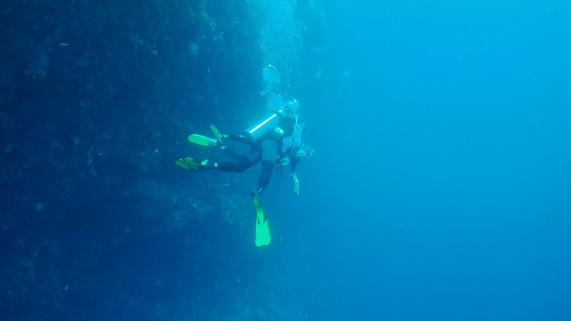 4K海底实拍潜水员潜水视频的预览图