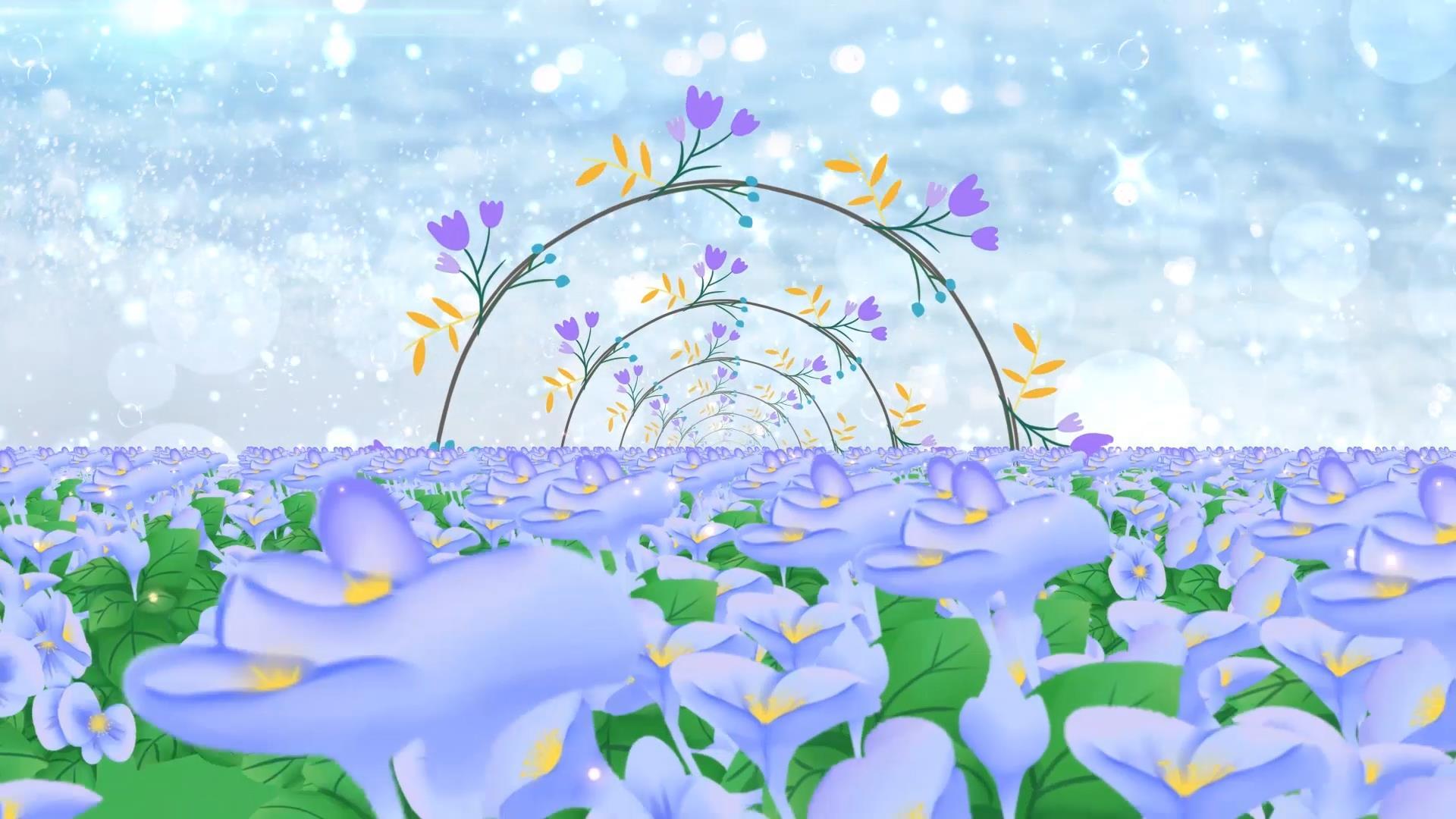 唯美梦幻清新花海紫色动态大气粒子散发舞台背景视频的预览图
