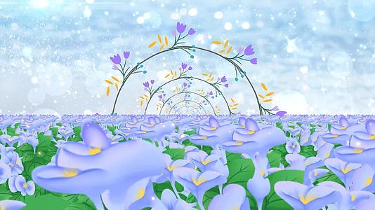 唯美梦幻清新花海紫色动态大气粒子散发舞台背景视频的预览图