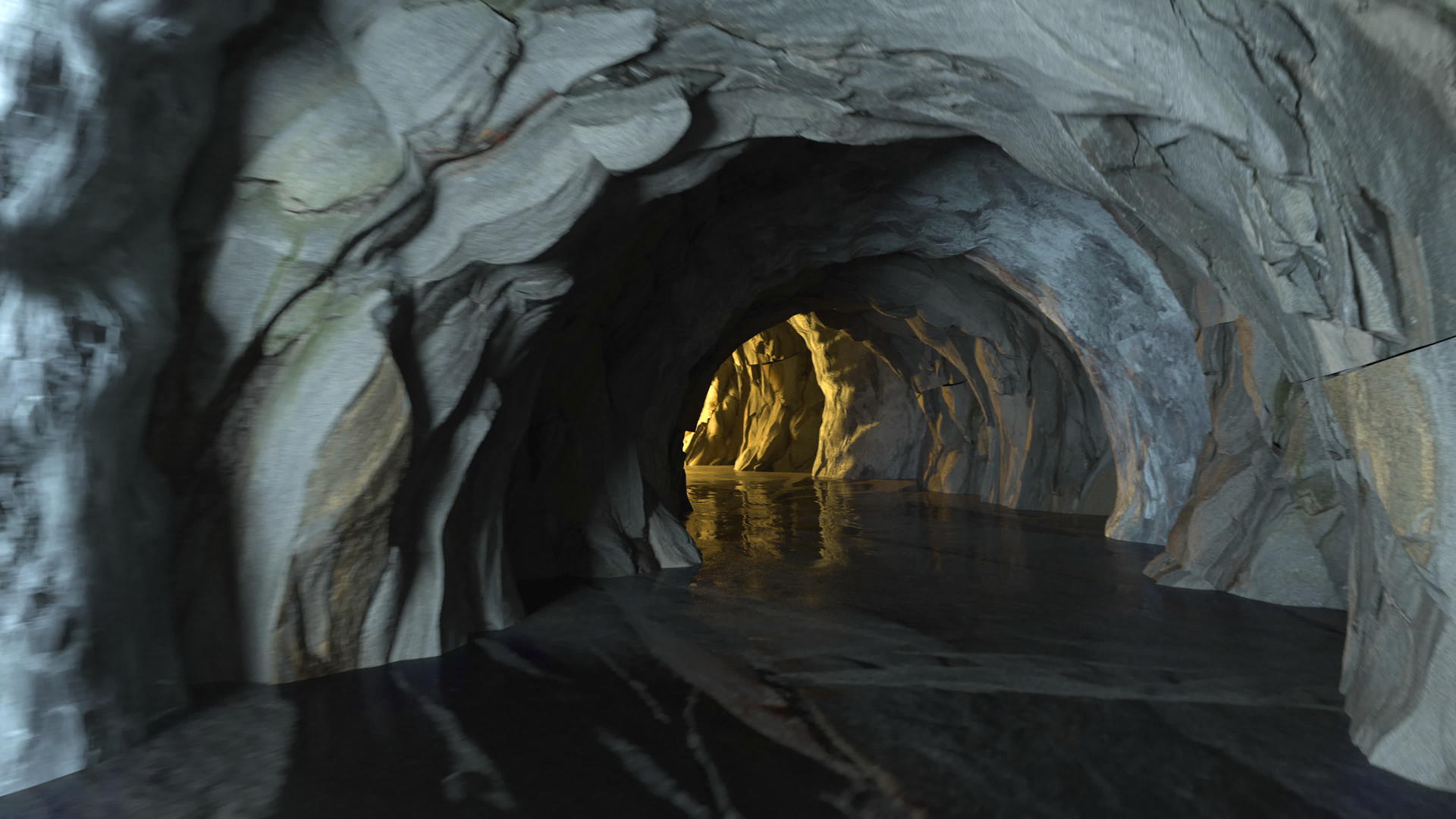 循环动画3在暗岩隧道中向前移动D投影视频的预览图