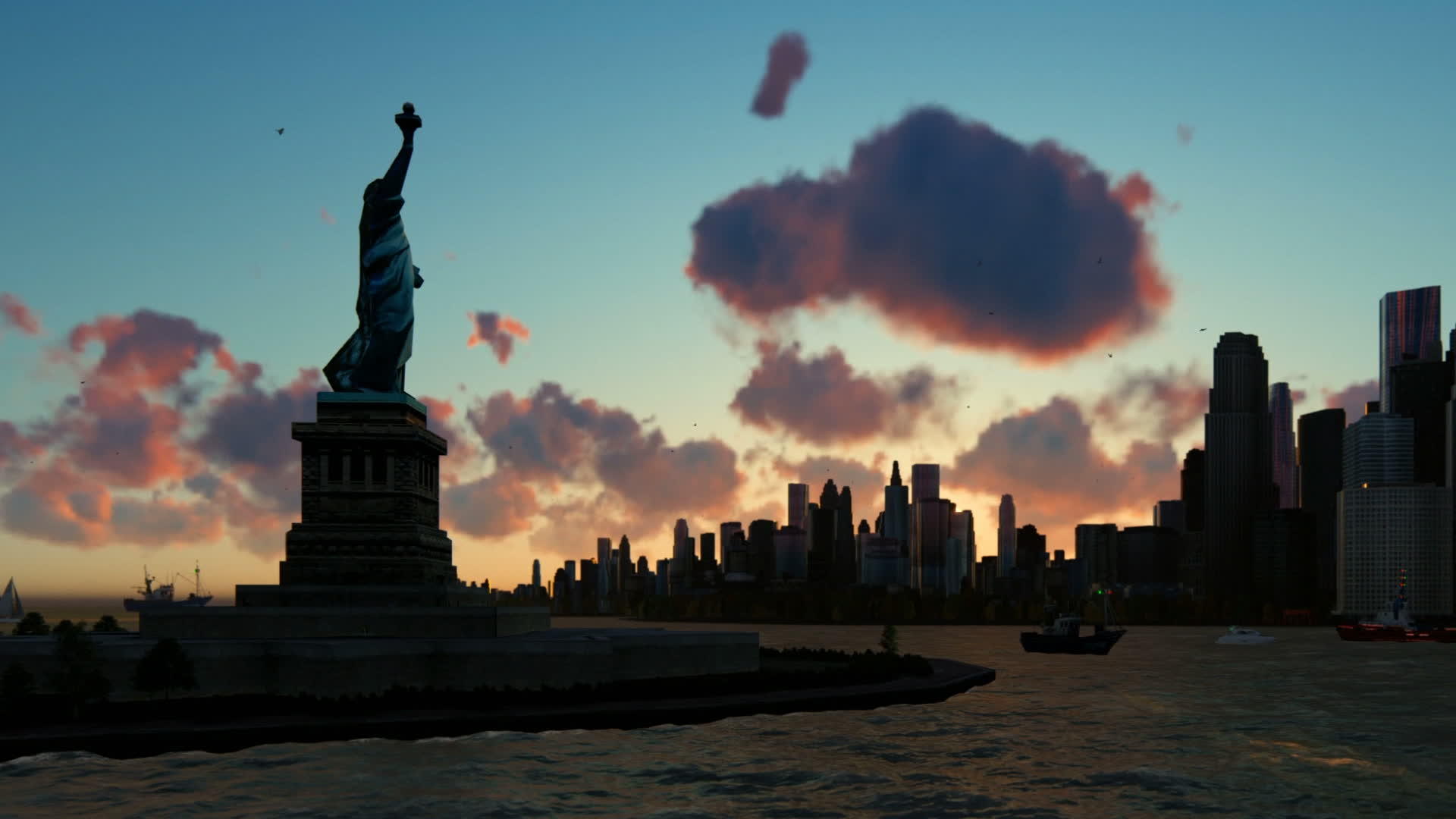 纽约曼哈顿美丽的日出和明亮的月光视频的预览图