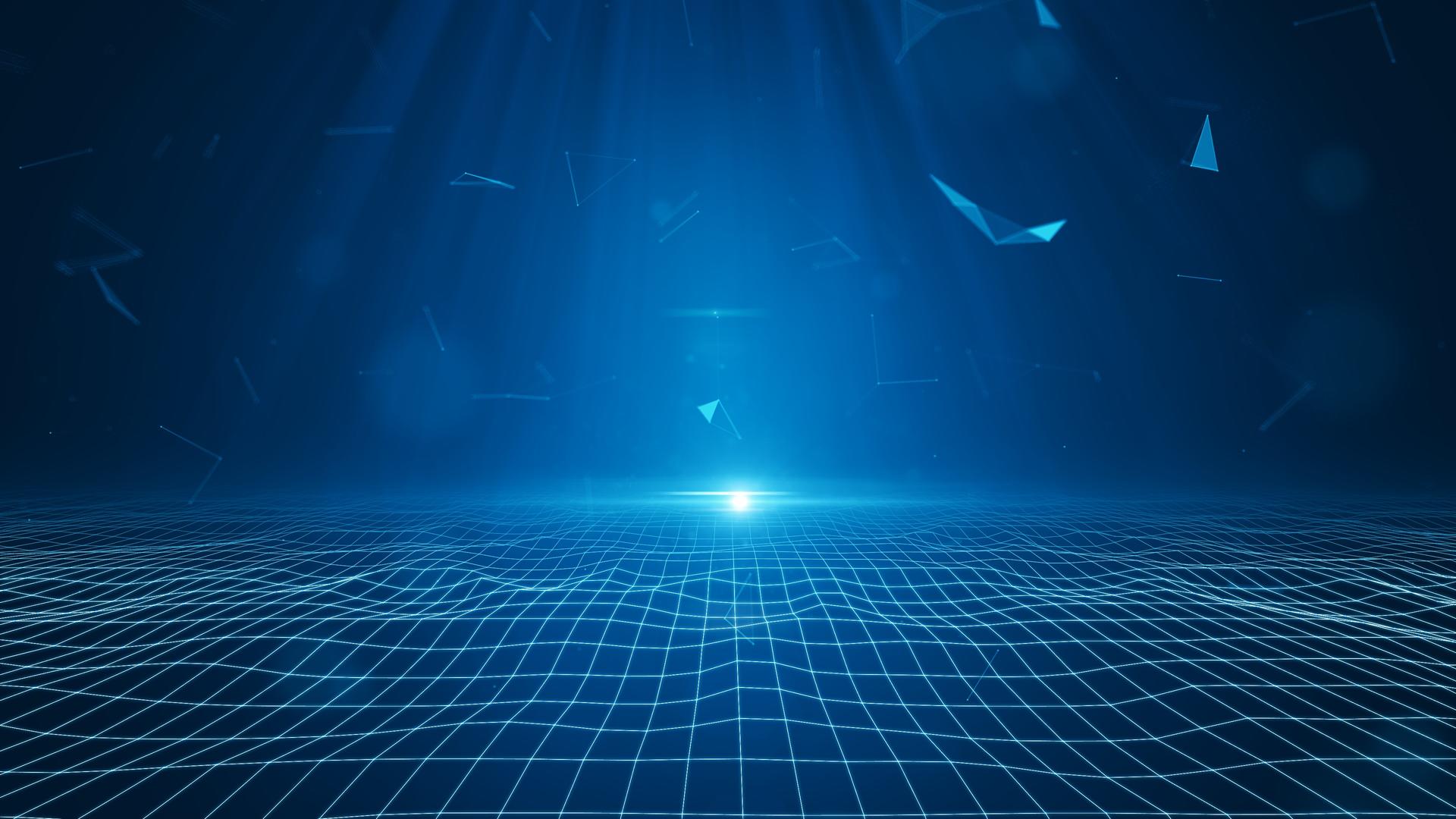4k蓝色科技粒子网格背景视频的预览图