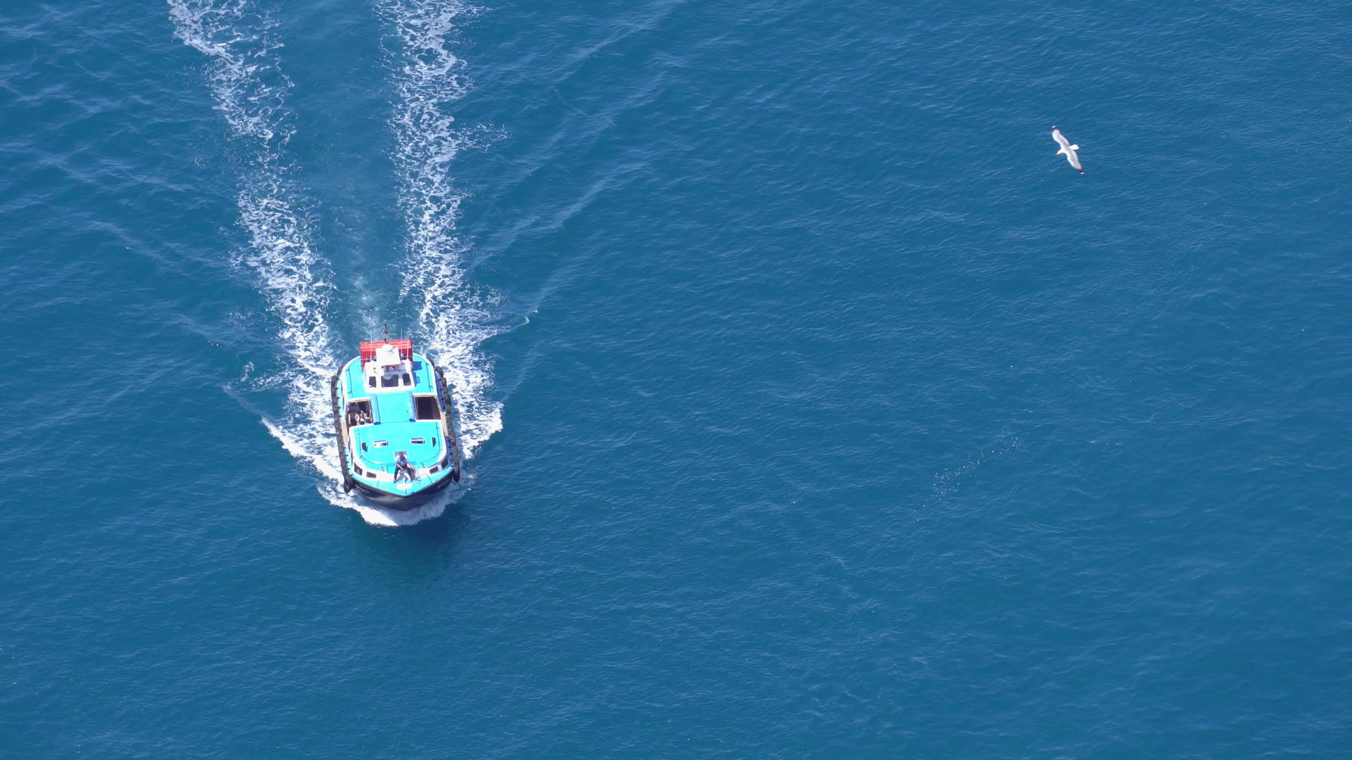 单艘游艇在地中海超速飞行视频的预览图