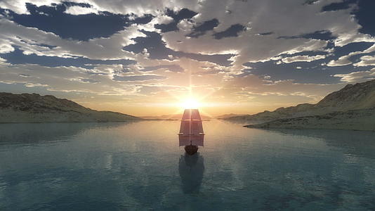 日落的旧船视频的预览图