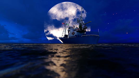 海上渔船对抗大美月视频的预览图