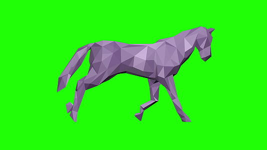 3D低聚性里拉纸马无缝循环绿色铬视频的预览图