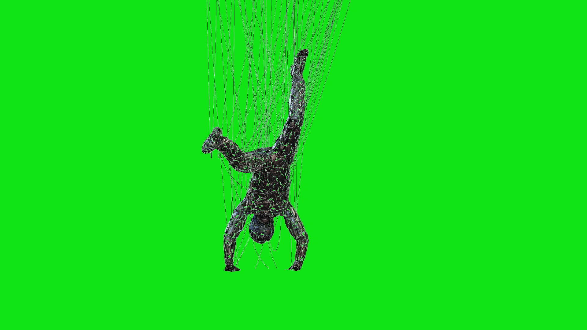 电线舞者绿屏彩色染色体视频的预览图
