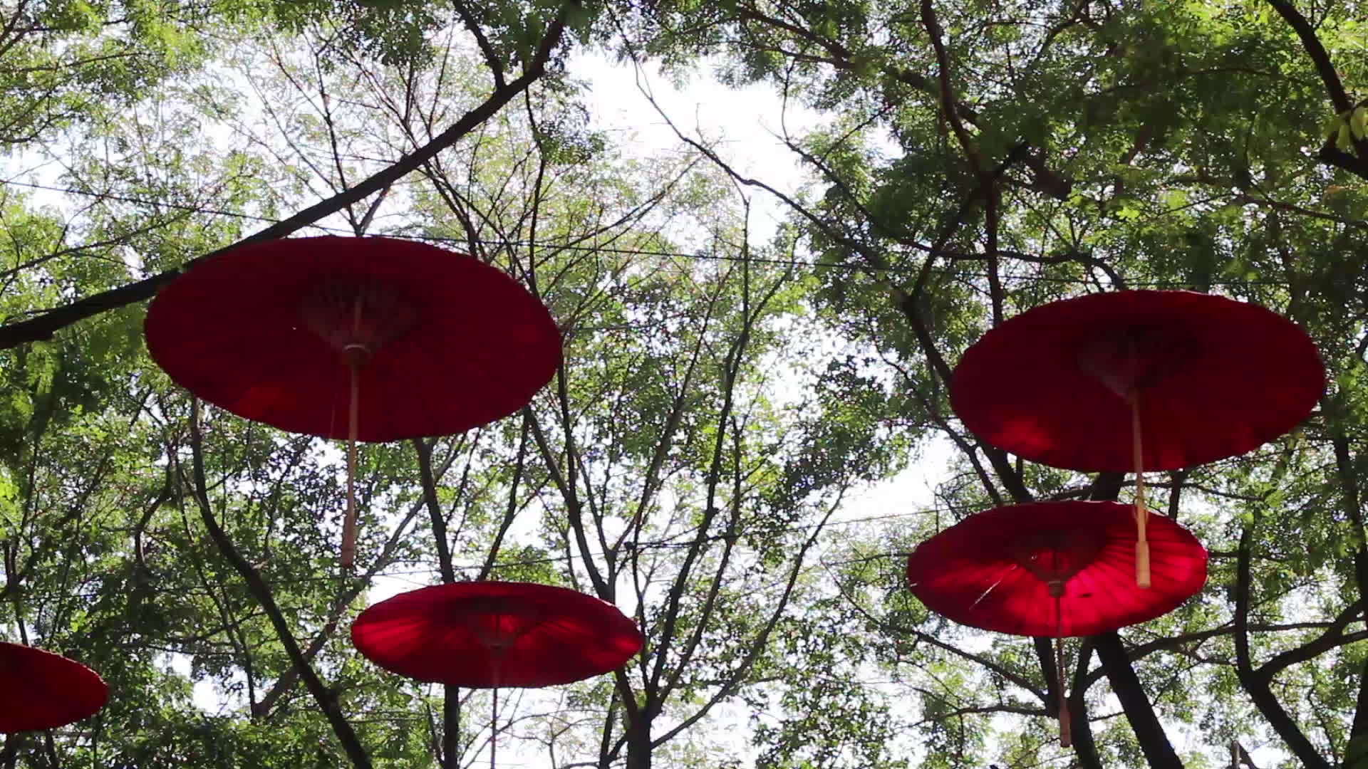 手工制作的伞形伞在当地市场装饰视频的预览图