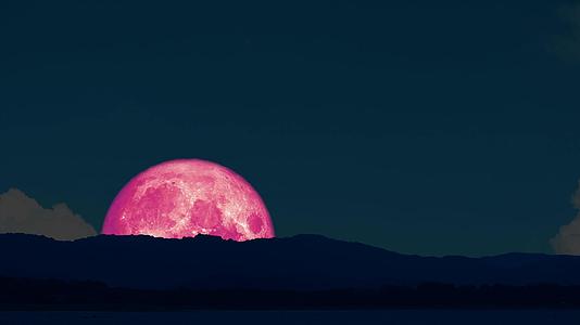4000个超级粉色月亮在双周星岛的夜空中复活视频的预览图