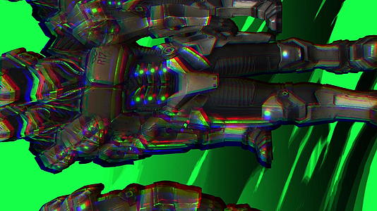 一组机器人在绿色屏幕上行走时使用扭曲效果视频的预览图