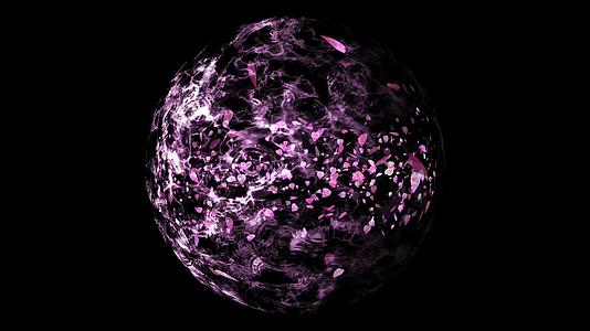 粉色沙库拉颗粒在球体水中球体和波浪在地表视频的预览图