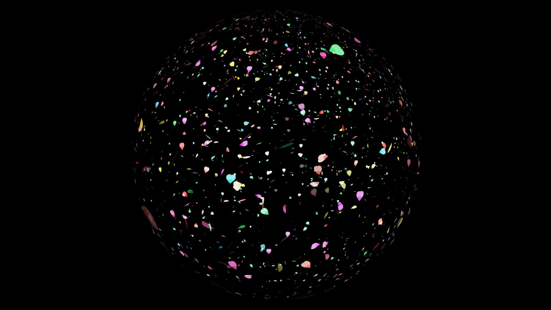 水晶球球落在黑屏上sakura叶子成百上千视频的预览图