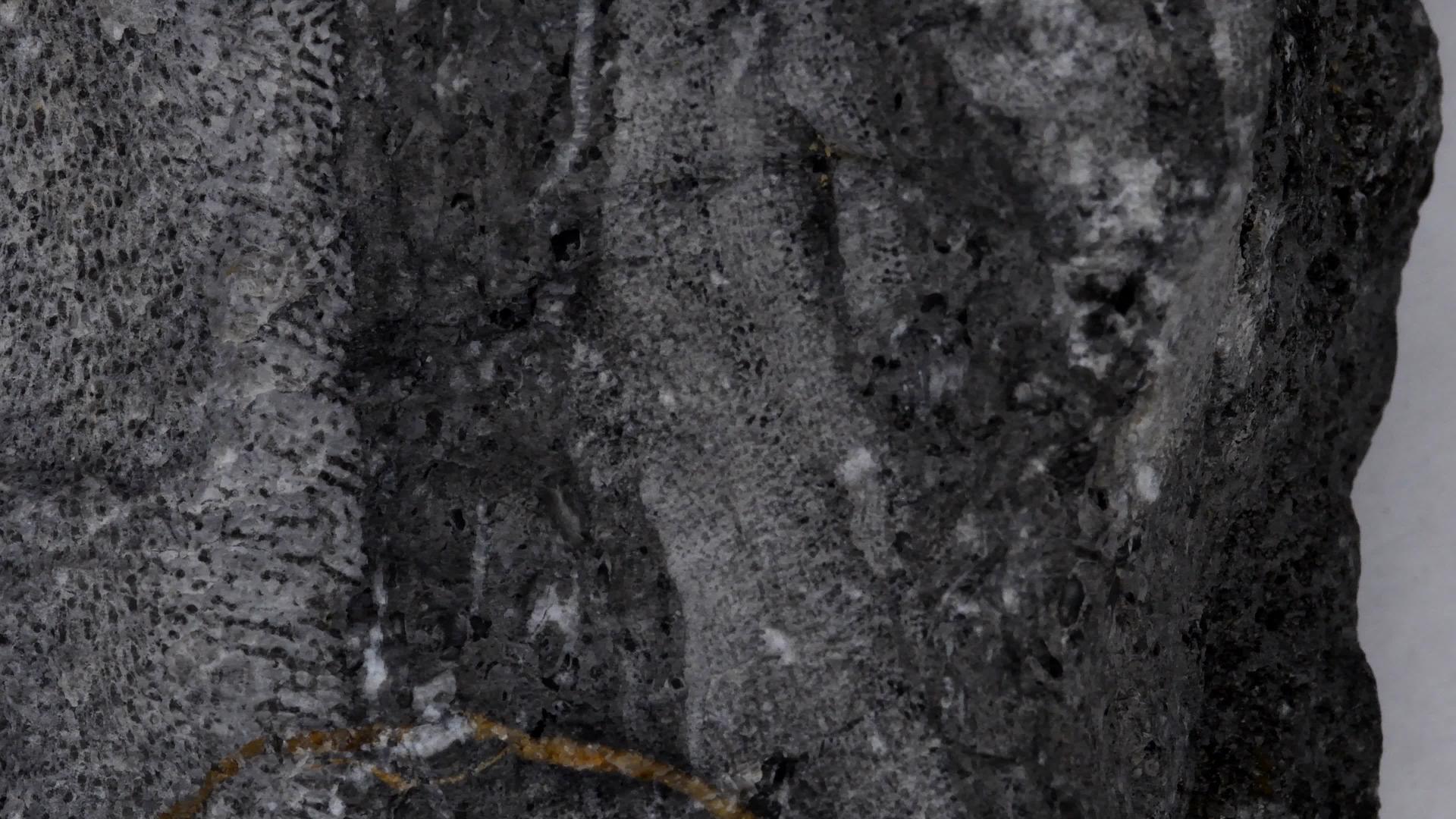 圆桌上的石灰石和青黄色化石视频的预览图