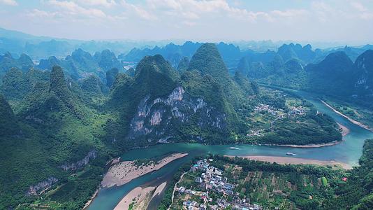 桂林山水风光著名景点九马画山航拍视频的预览图