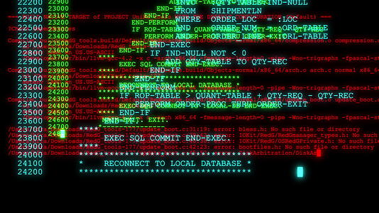 黑客代码在计算机屏幕终端运行视频的预览图