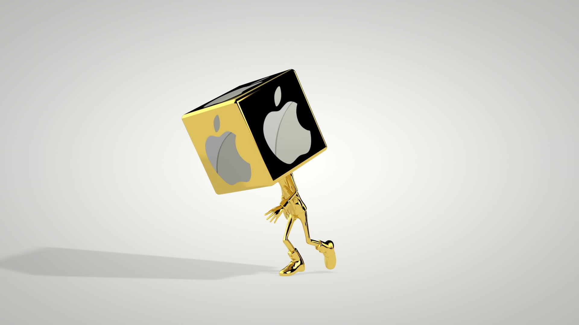 金色男孩苹果图标头舞无缝循环乳胶垫视频的预览图