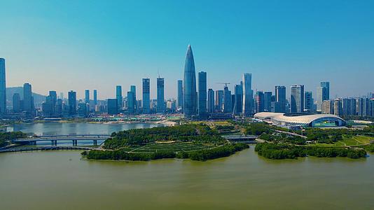 航拍深圳湾地标建筑视频的预览图