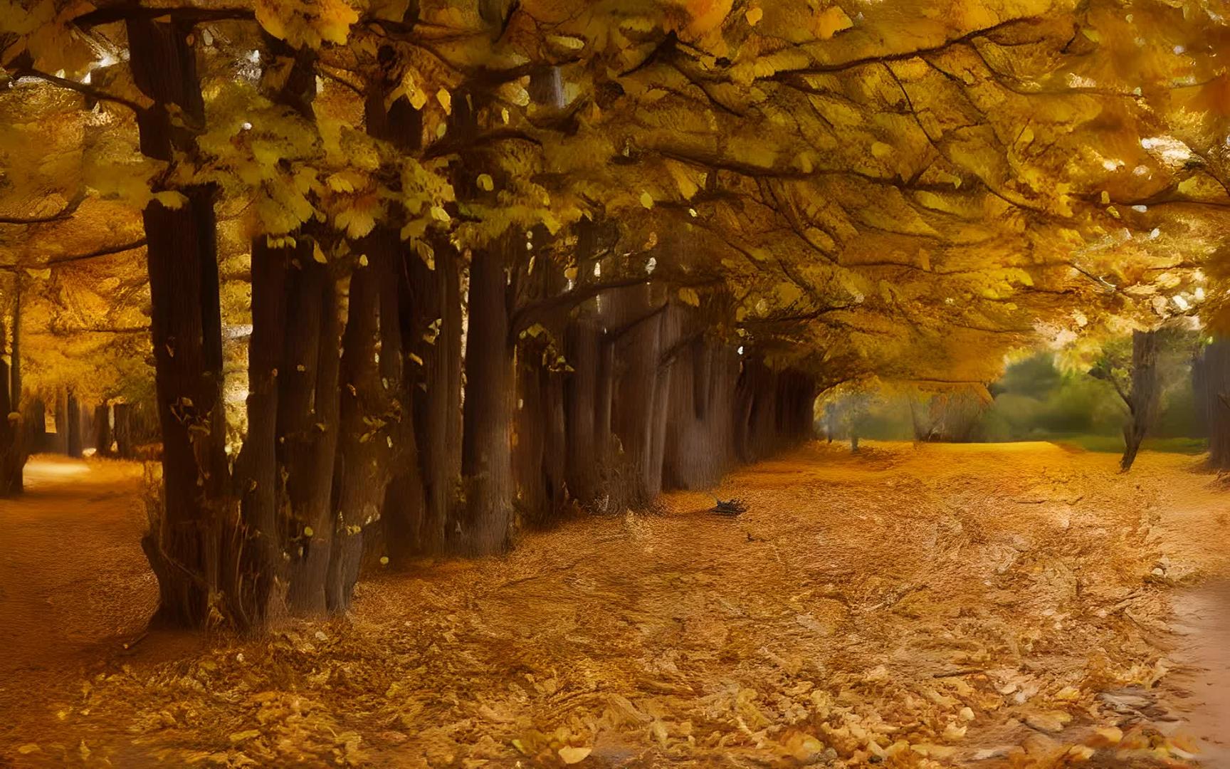 秋日银杏树林里温暖的阳光视频的预览图