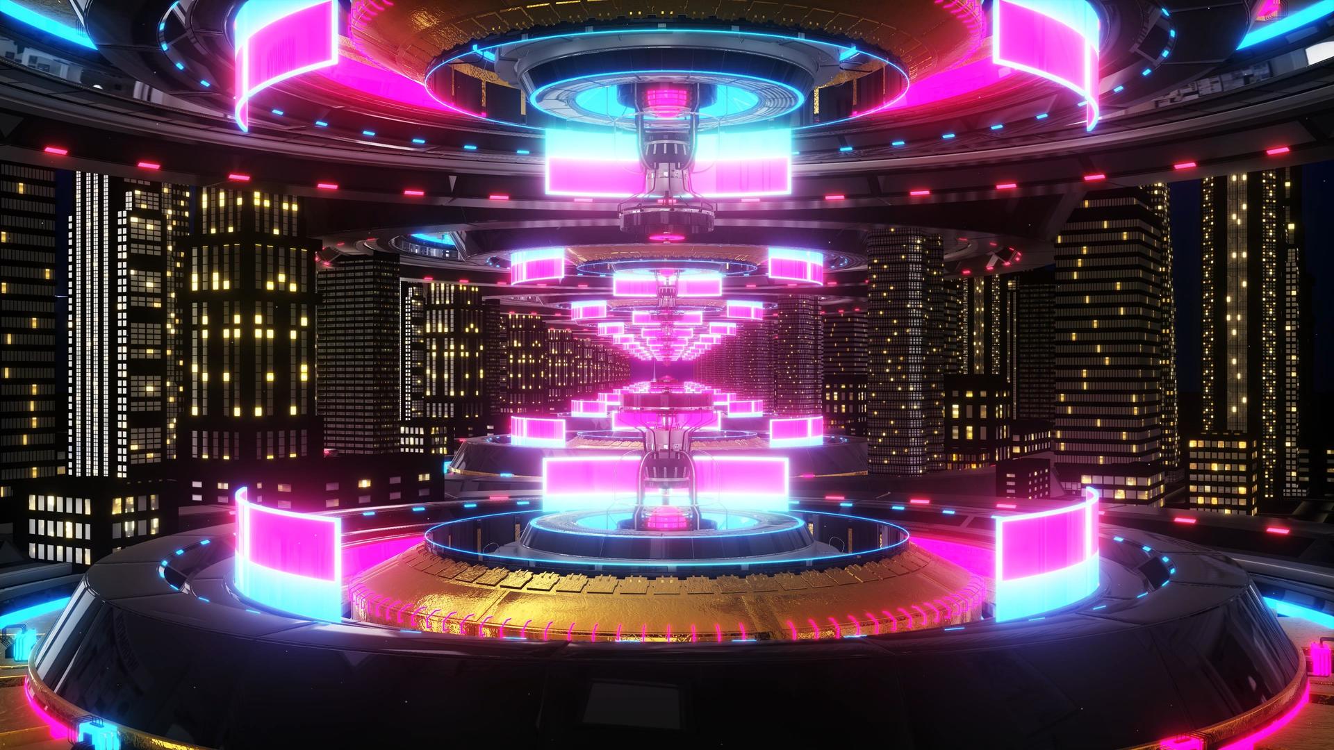 4K赛博朋克科幻城市背景视频的预览图