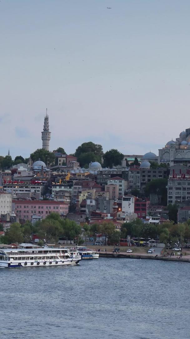 伊斯坦布尔宏伟的城市建筑日落夜景延时视频视频的预览图