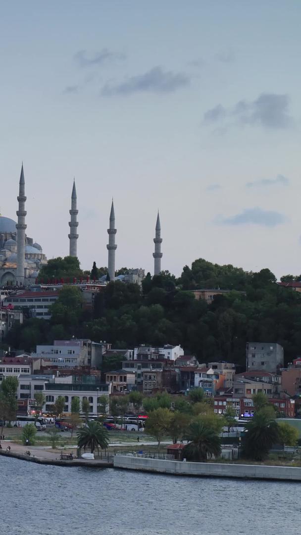 伊斯坦布尔宏伟的城市建筑日落夜景延时视频视频的预览图