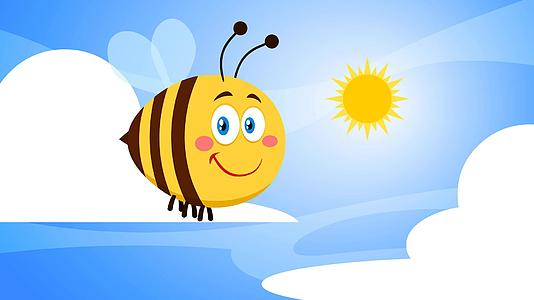 可爱的蜜蜂卡通形象视频的预览图