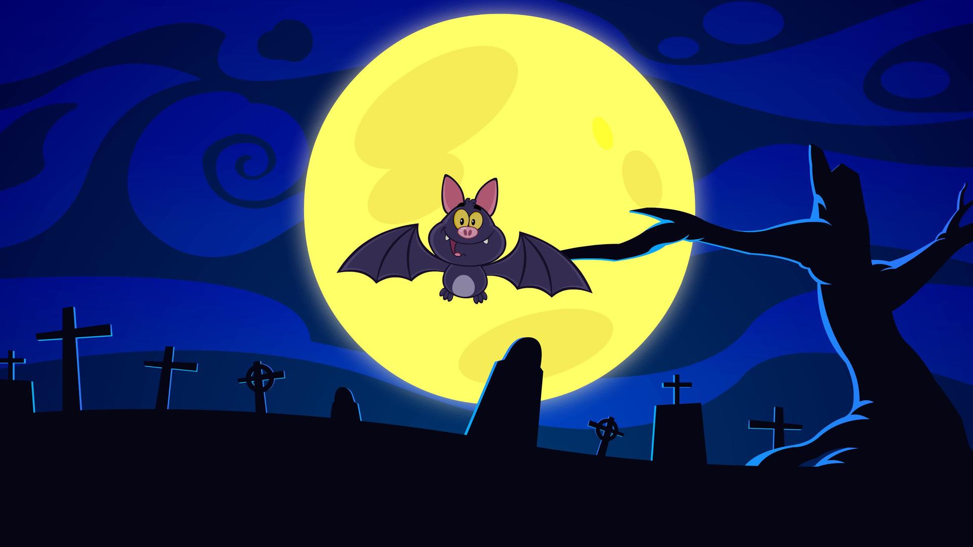 快乐的吸血鬼蝙蝠卡通人物视频的预览图