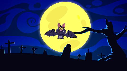 快乐的吸血鬼蝙蝠卡通人物视频的预览图