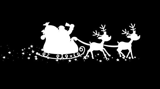 雪橇和驯鹿飞行时的圣诞树白色轮尾粉视频的预览图