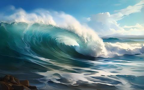 一股巨浪逼近海岸线视频的预览图