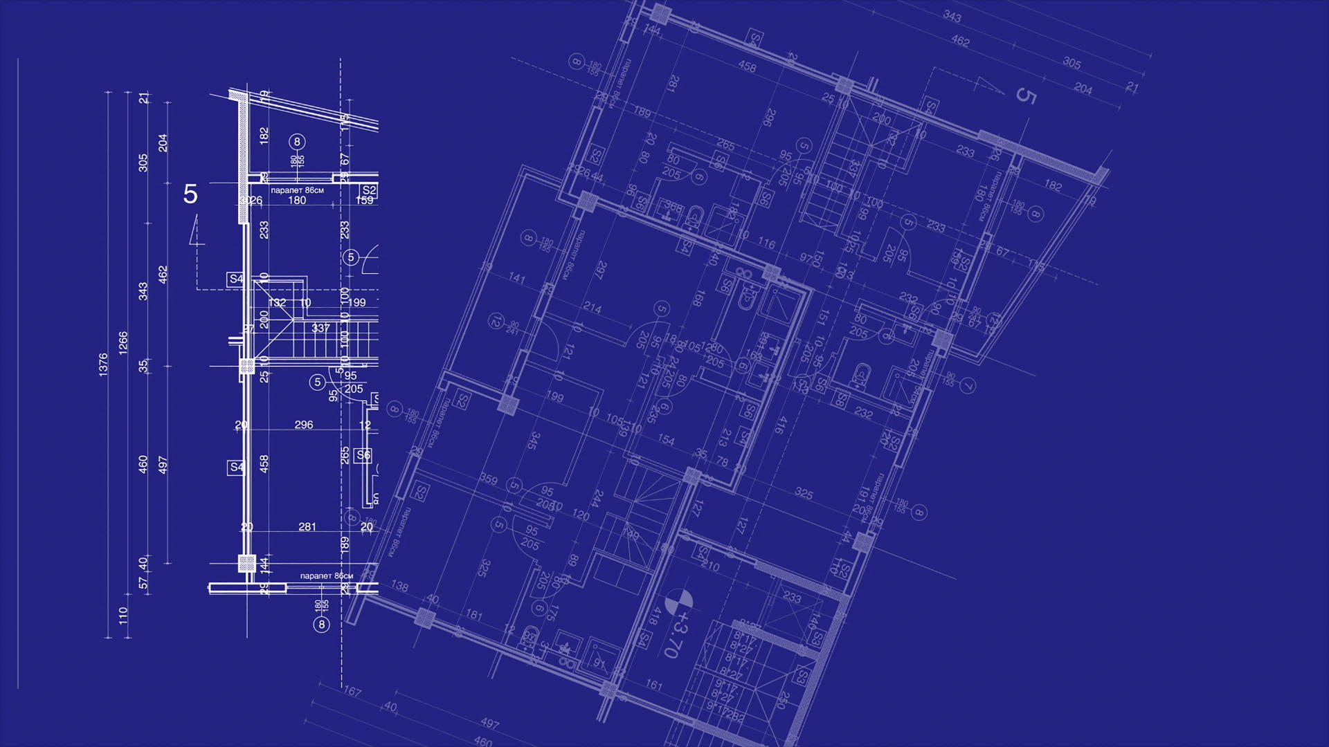 抽象建筑背景蓝图房屋规划蓝色背景草图视频的预览图