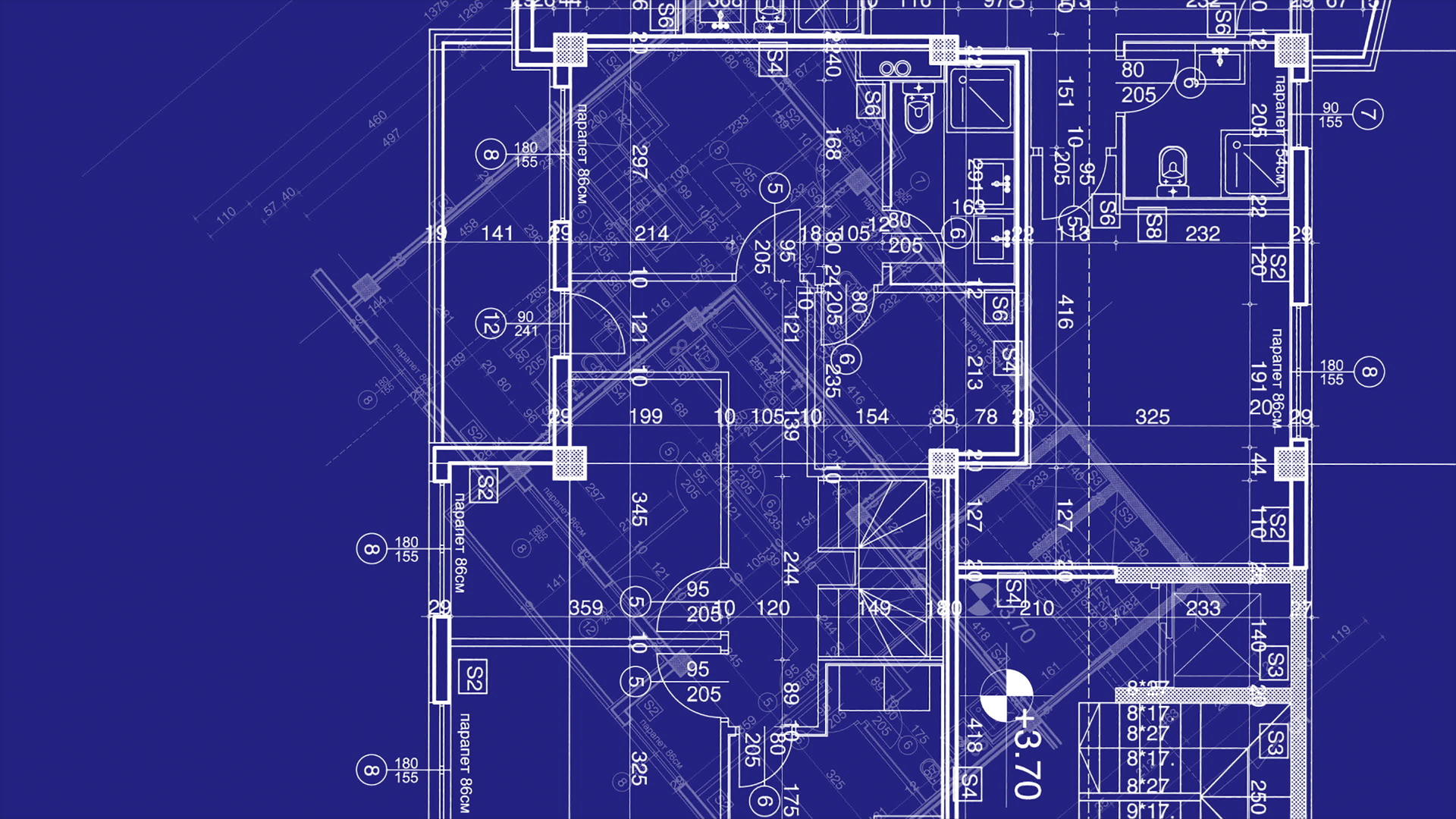 建筑背景的抽象蓝图房屋规划蓝色背景草图视频的预览图