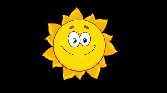 微笑的黄太阳卡通人物动画视频的预览图