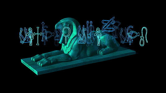 埃及神话黑色背景猎鹰雕像4k动画视频的预览图