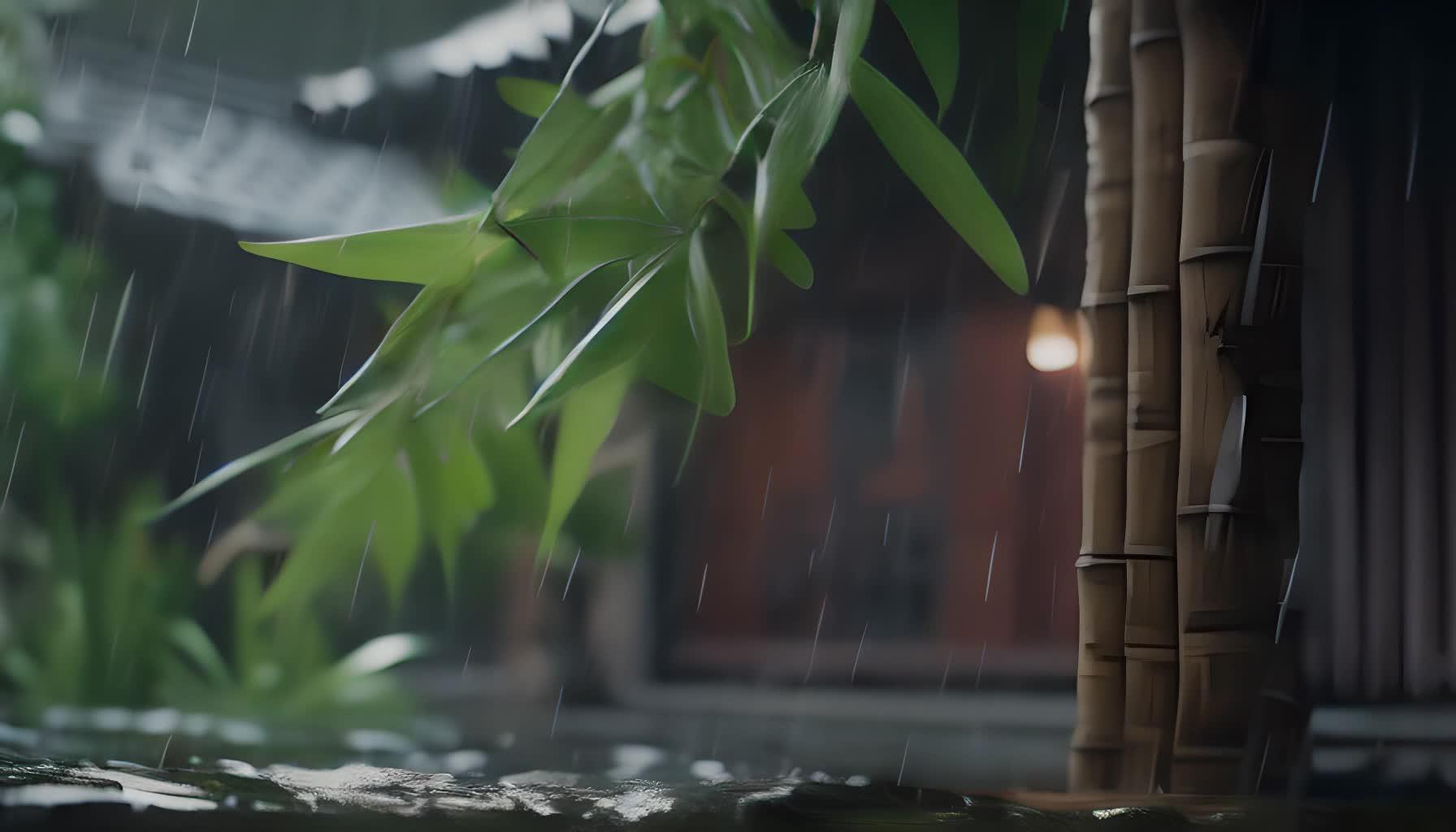 树叶数字艺术在雨天视频的预览图