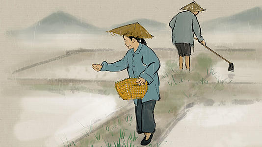 中国风谷雨耕种背景视频视频的预览图