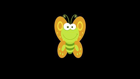 飞行周围的绿色蝴蝶动画人物视频的预览图
