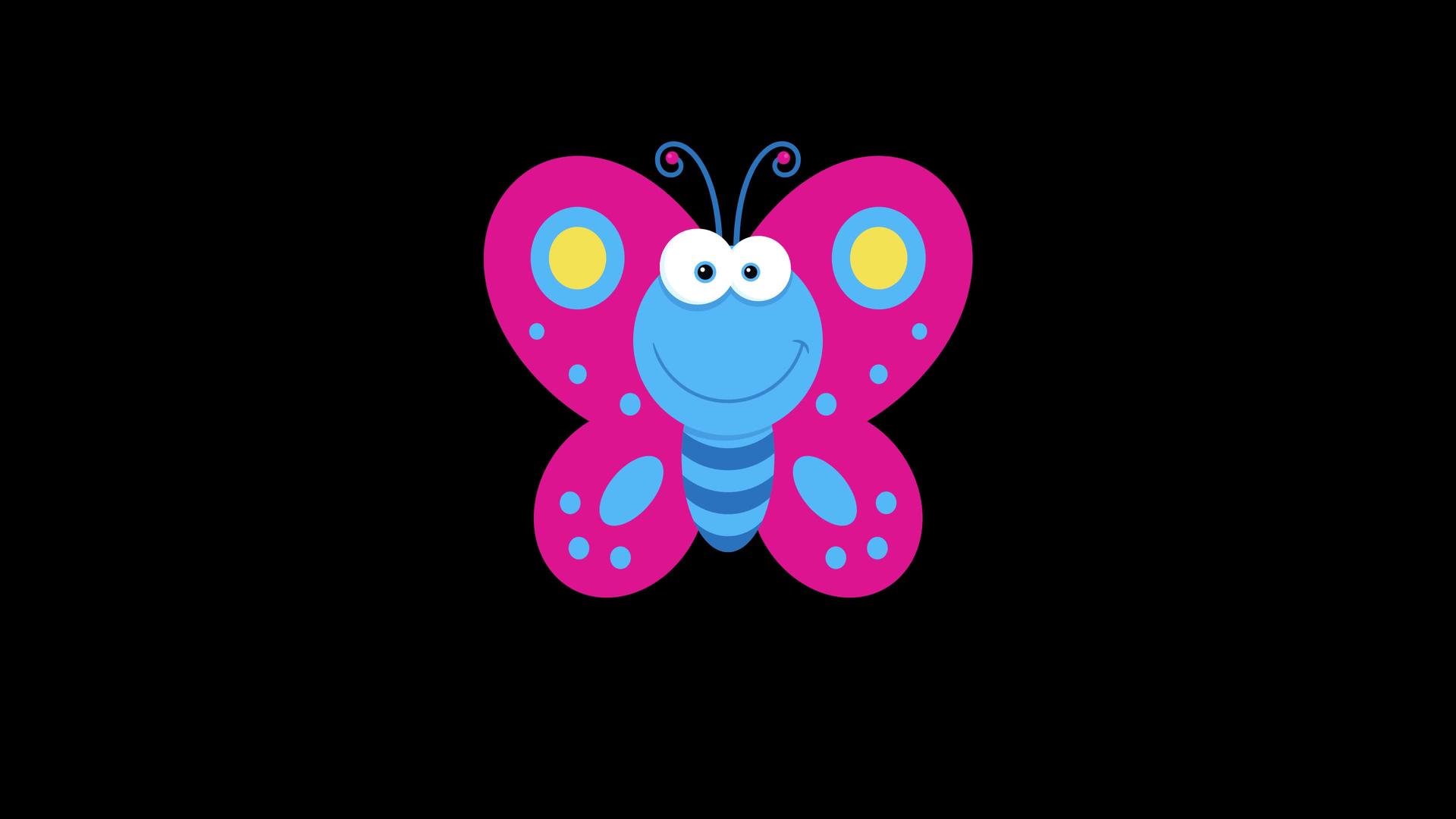蓝蝴蝶卡通人物飞行视频的预览图