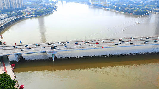 4k航拍广州珠江猎德大桥交通素材视频的预览图