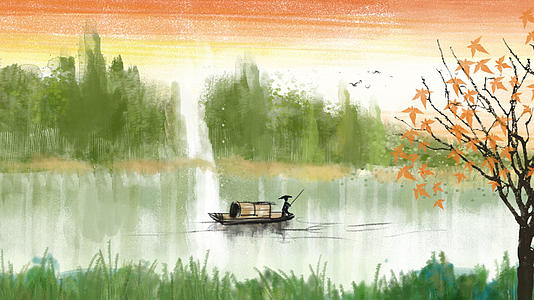 中国风水墨山水画中国风背景视频的预览图